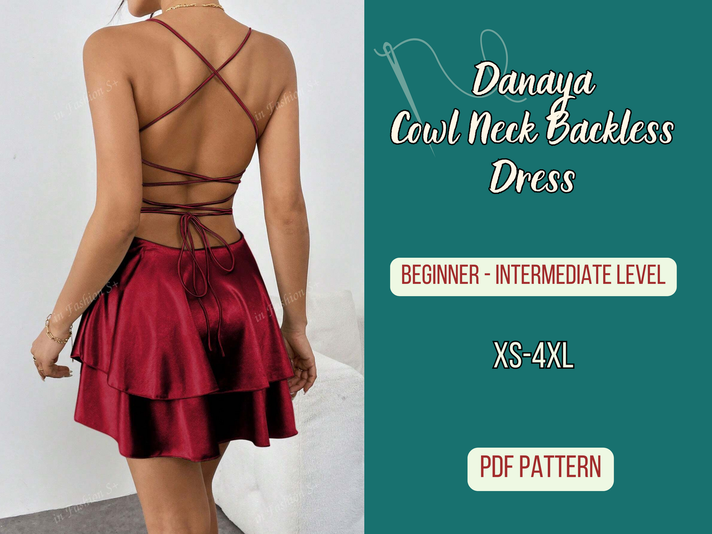Backless Dress Pattern PDF , Party, Birthday Dress, Sewing Pattern, XS-4XL, Layered Mini Dress