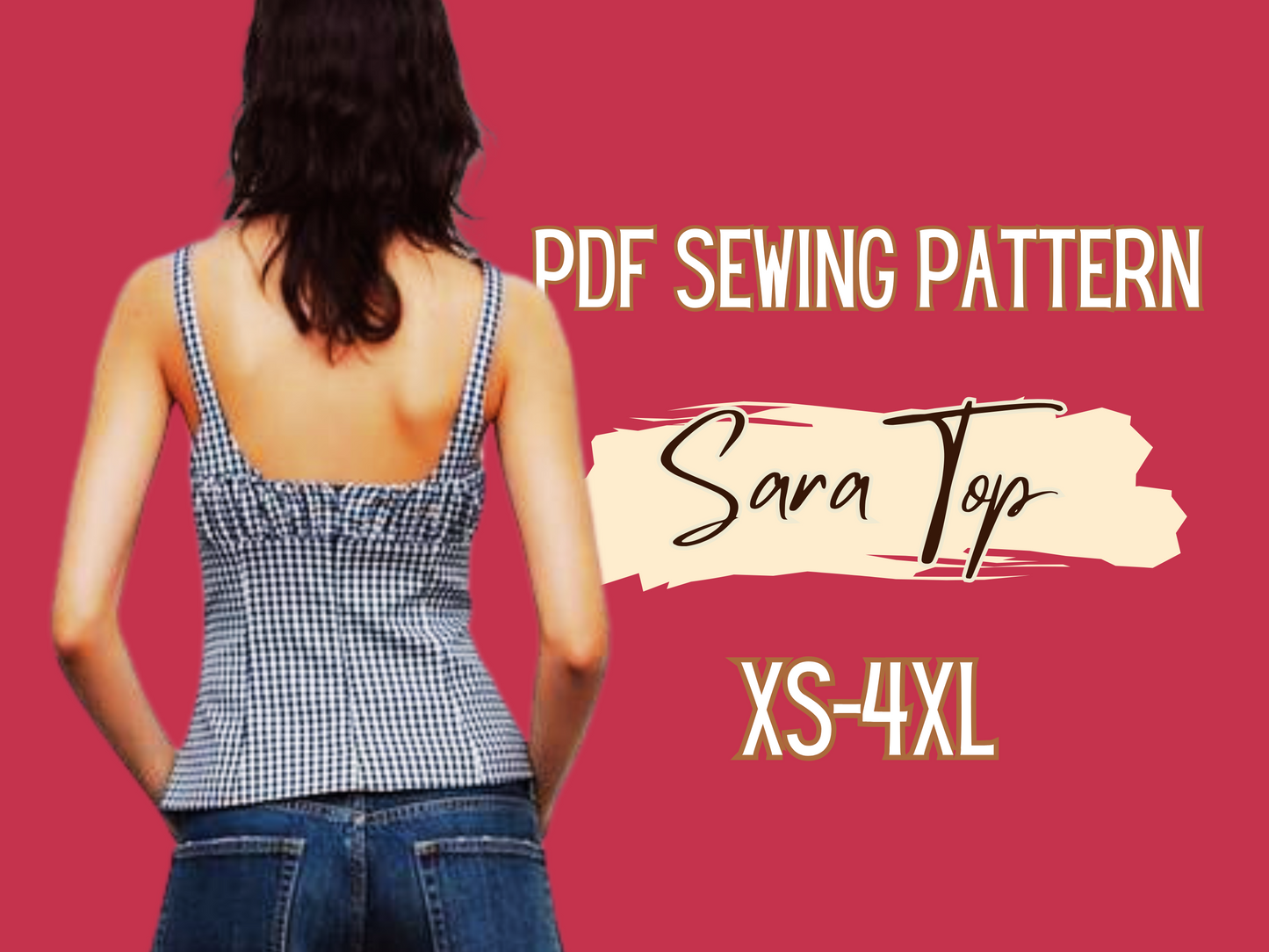 Zara Top Inspired Sleeveless Blouse Sewing Pattern, Teen Top, XS-4XL, Downloadable Pattern, Easy to sew, Lady's Tie front, Casual Tank top