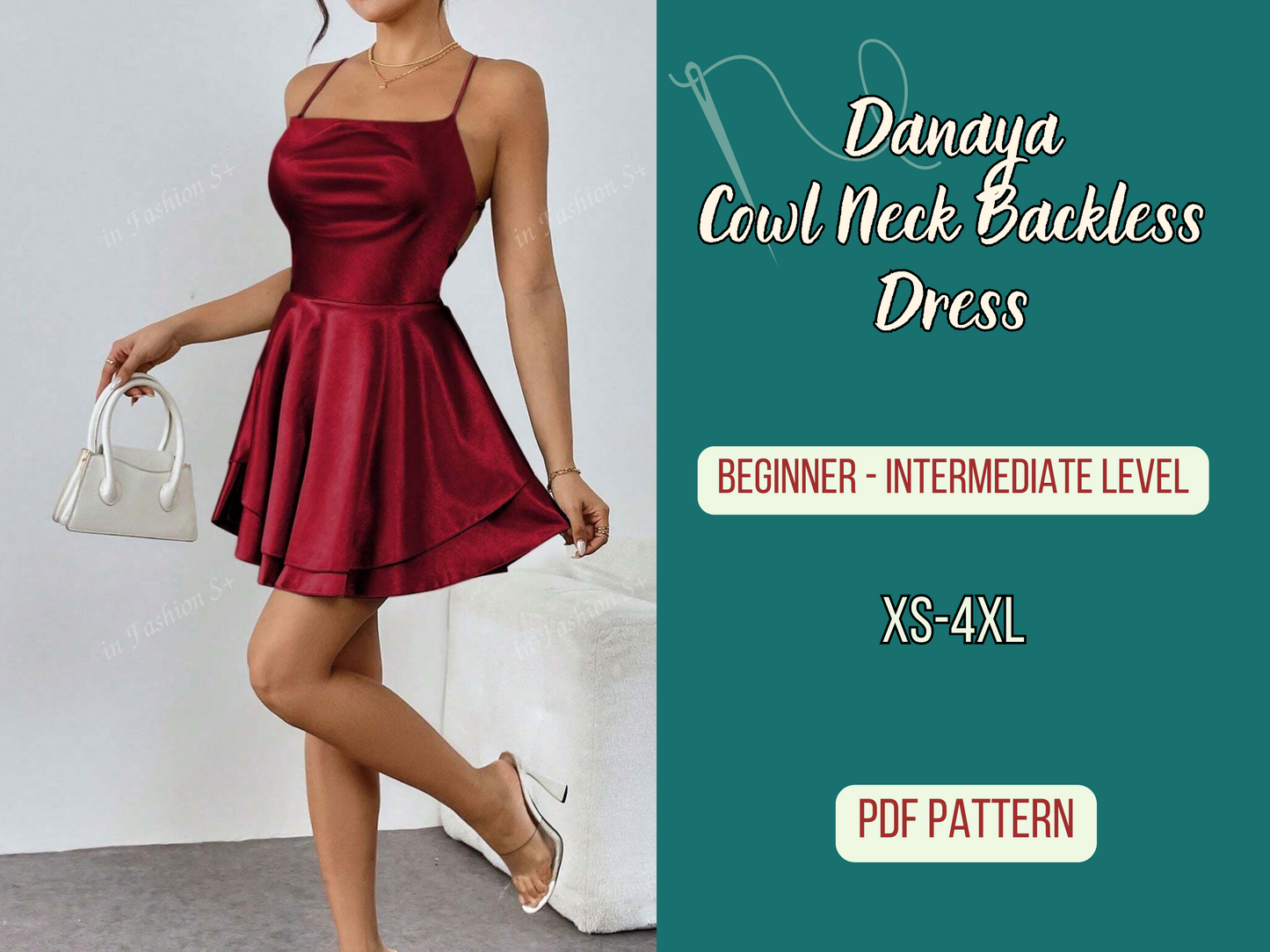 Backless Dress Pattern PDF , Party, Birthday Dress, Sewing Pattern, XS-4XL, Layered Mini Dress