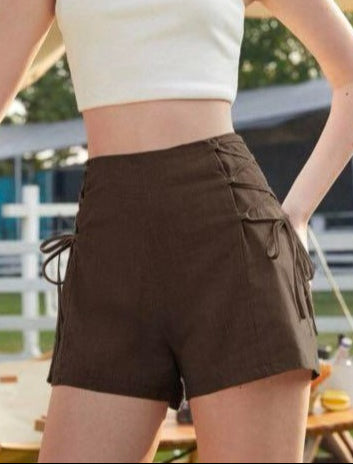 Patrón de costura digital para pantalones cortos de cintura alta con cremallera en la espalda, tallas XS-XL