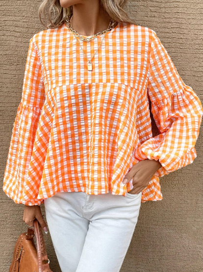 Patrón de costura para blusa holgada con mangas farol peplum, blusa DIY de talla grande XS-XL, blusas para mujer, top casual