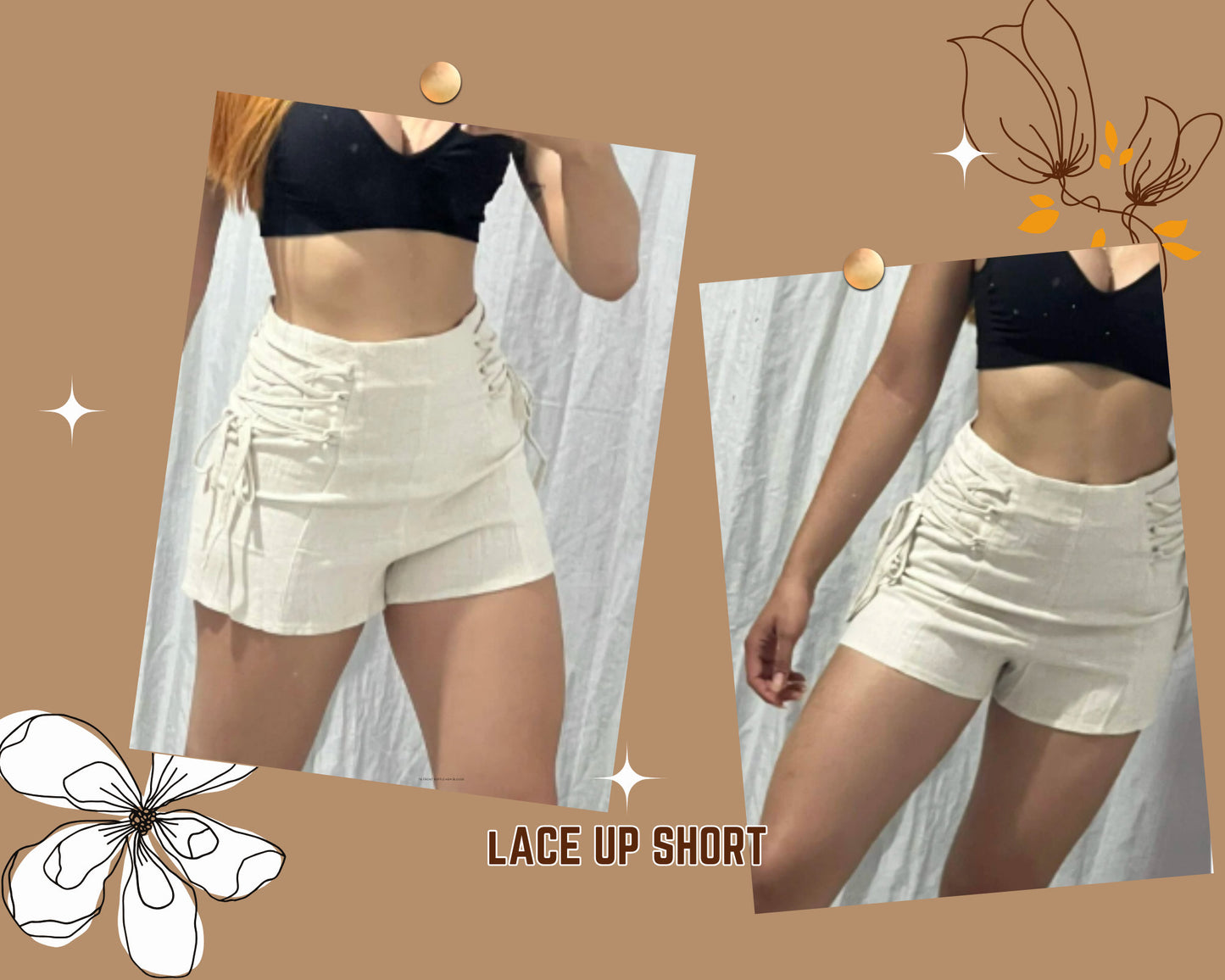 Patrón de costura digital para pantalones cortos de cintura alta con cremallera en la espalda, tallas XS-XL