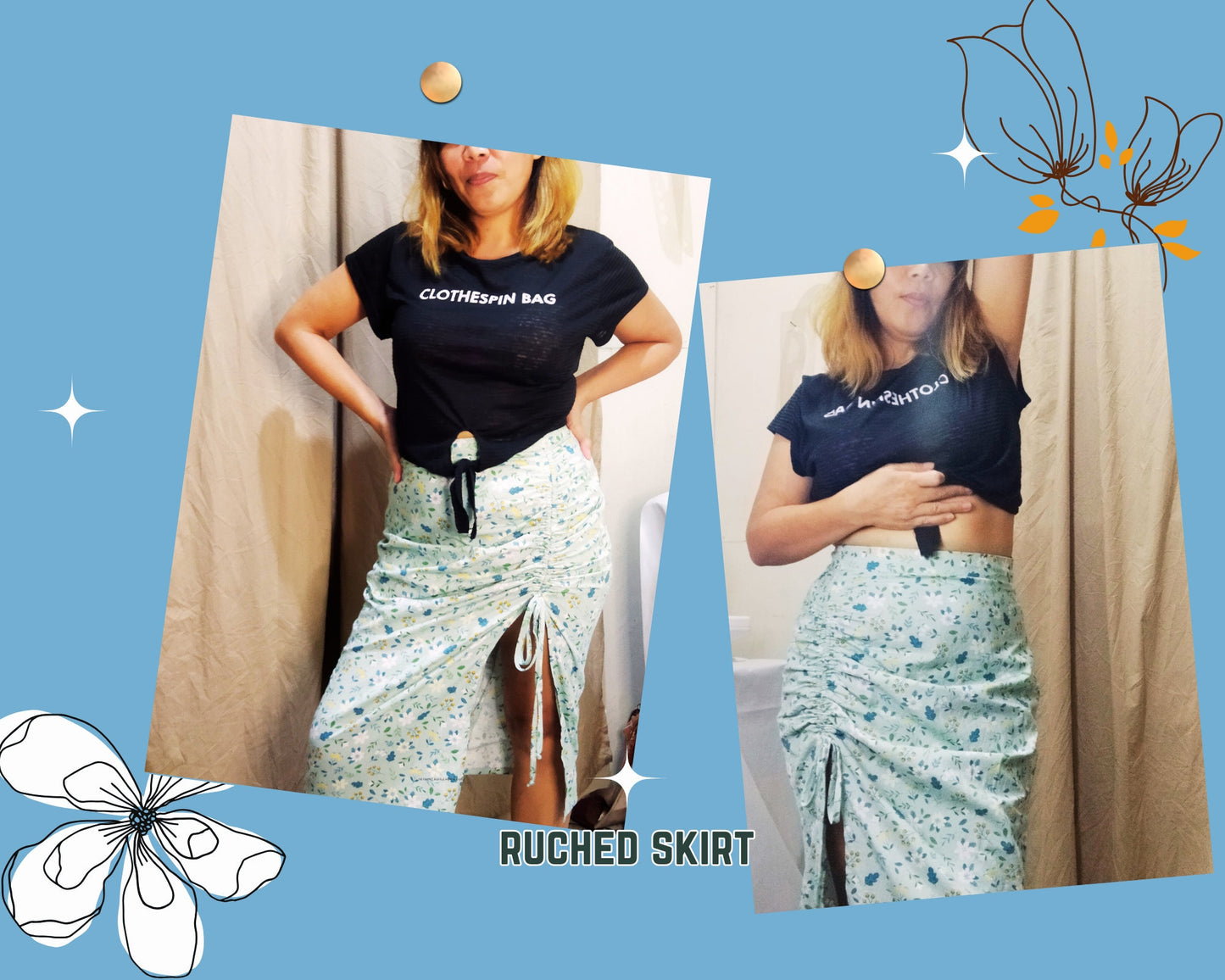 Patrón de costura de falda PDF XS-XXXL Falda con cordón Moda para mujer, Diseño moderno, Patrón fácil de coser, abertura lateral, drapeado fruncido