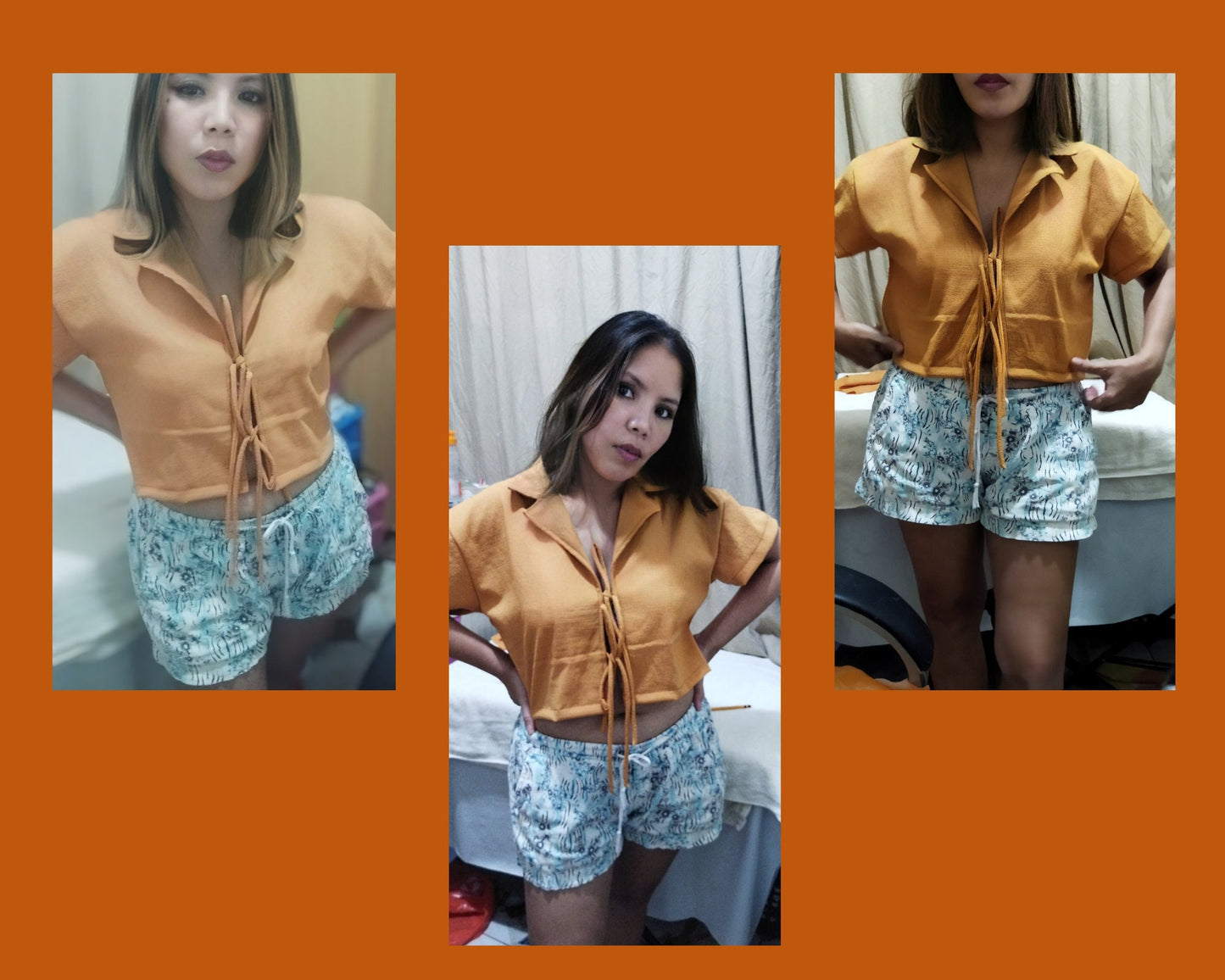 Patrón de costura para blusa con cuello de solapa, camiseta, descarga digital, camisa XS-XL, ropa para adolescentes, patrón en PDF, blusa con mangas anudadas al frente, top corto