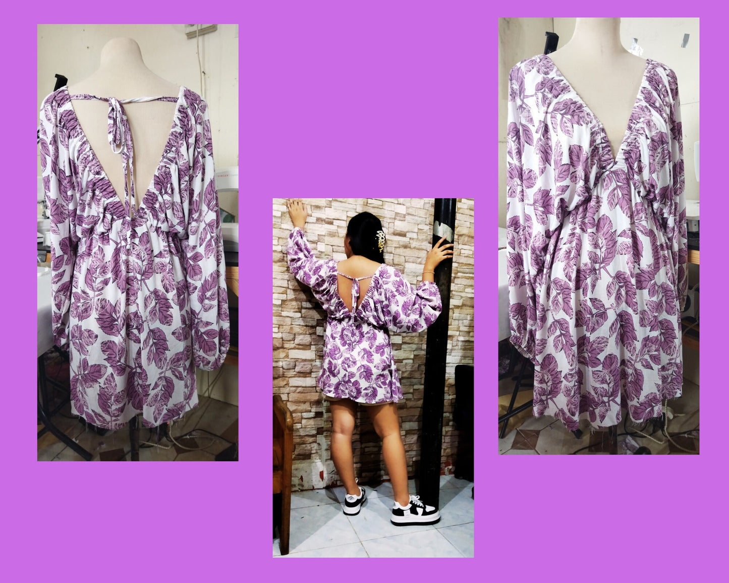 Schnittmuster für Kleid mit tiefem Ausschnitt, Urlaubskleid, PDF-Muster, Sexy Damenmode, XS-XXXL, Umstandsmode, tiefer V-Ausschnitt