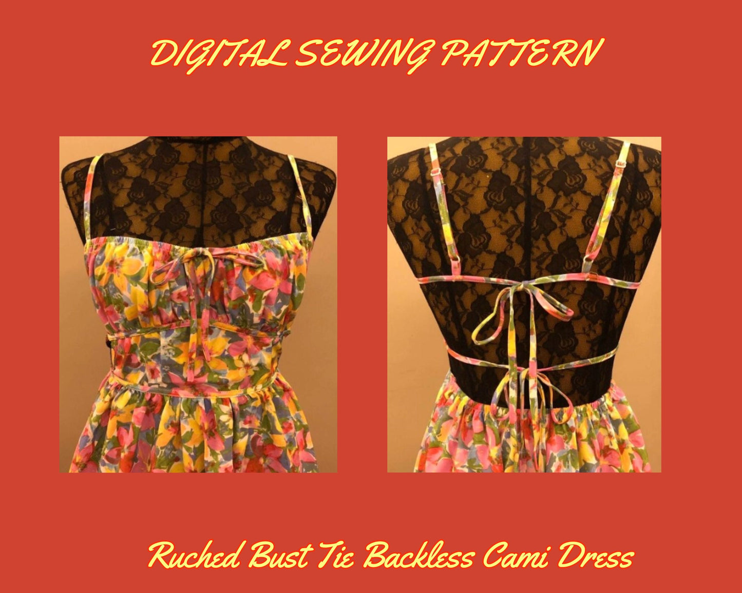 Dress Backless Sewing Pattern, Pdf XXS-4XL size, Easy to Sew, DIY Sundress, Open back, above the knee , Midi length , Trendy Dress