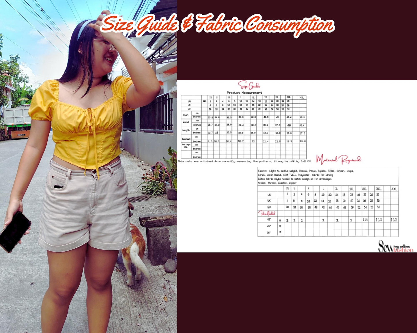 Top corto para mujer, patrón con cremallera en la espalda, tallas XS-4XL, patrón digital en PDF, blusa para mujer adolescente, top casual, corsé