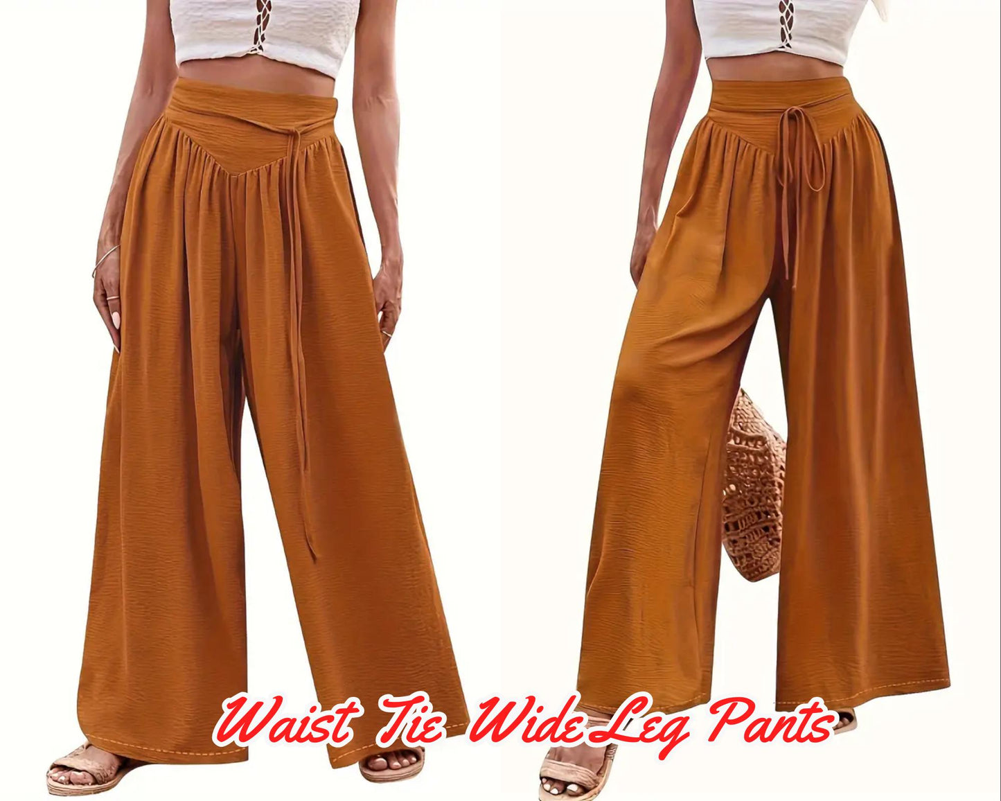 Patrón de costura para pantalones anchos de cintura alta, pantalones casuales holgados para primavera y verano, ropa de mujer DIY, tallas XS-3XL, estilo palazzo playero, patrón en PDF