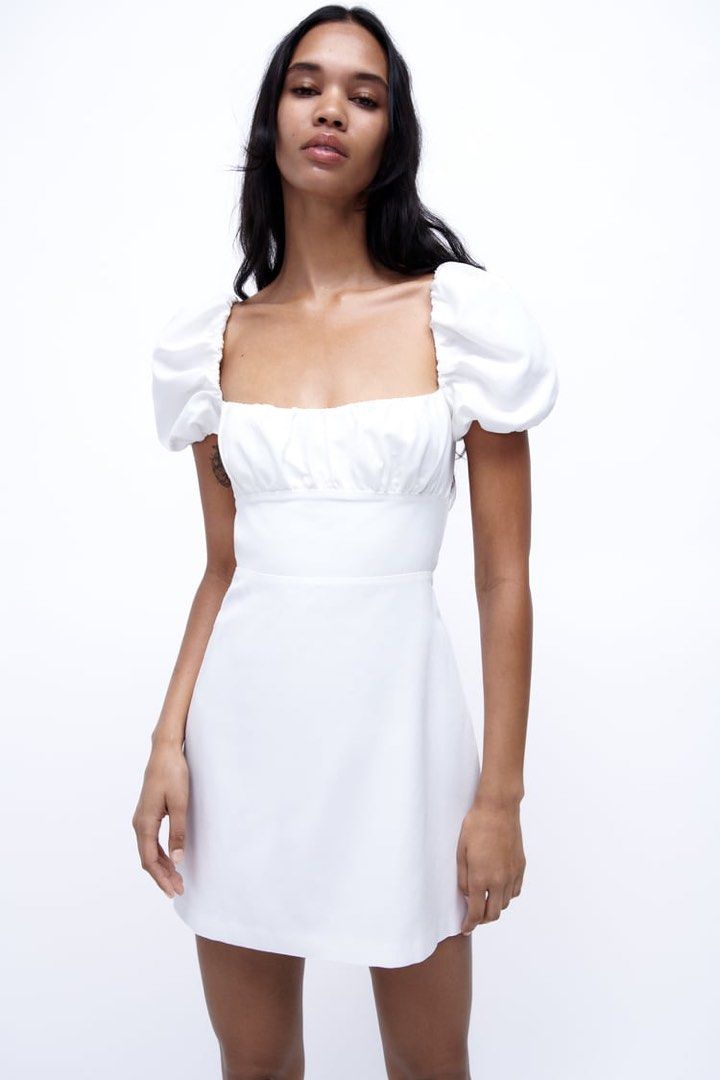 Patrón de vestido sin espalda, vestido sexy cruzado para mujer adolescente, patrón en PDF, minivestido con mangas abullonadas (tallas XS-3XL), falda en forma de A