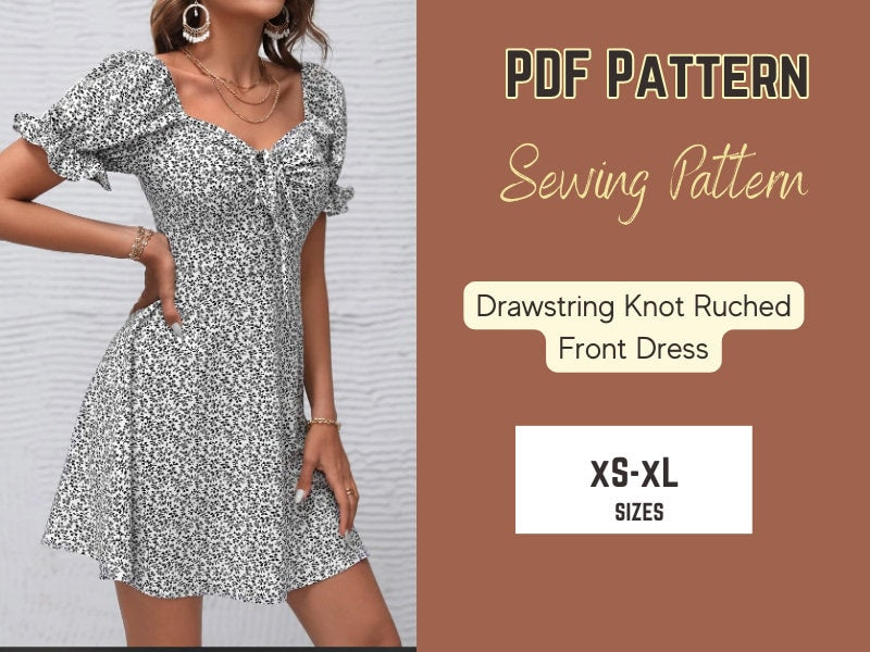 Patrón de costura para vestido de novia (PDF), vestido de fiesta, para adolescentes, para dama, con mangas abullonadas, tallas XS-XXXXL, patrón digital para vestido de lechera.
