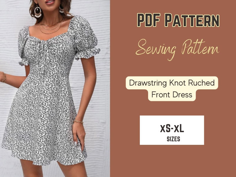 Patrón de costura para vestido de novia (PDF), vestido de fiesta, para adolescentes, para dama, con mangas abullonadas, tallas XS-XXXXL, patrón digital para vestido de lechera.