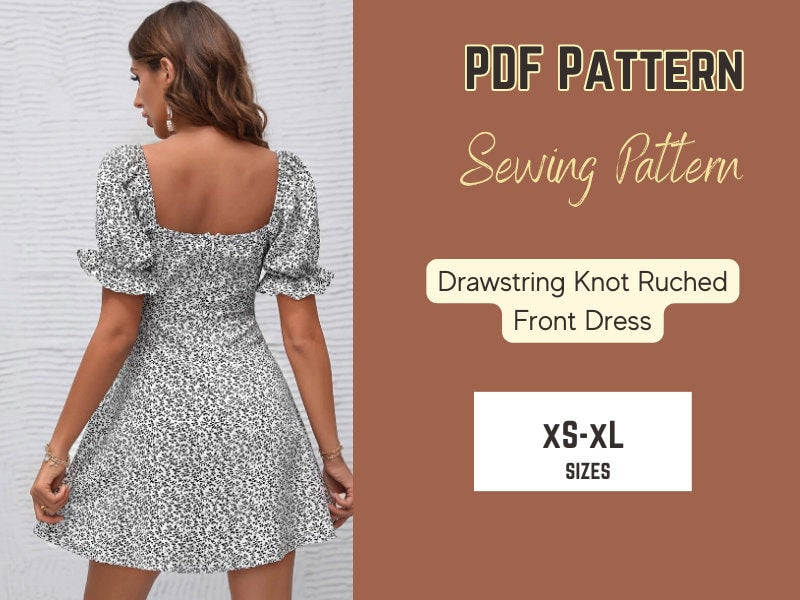 Patrón de costura para vestido de novia (PDF), vestido de fiesta, para adolescentes, para dama, con mangas abullonadas, tallas XS-XXXXL, patrón digital para vestido de lechera.