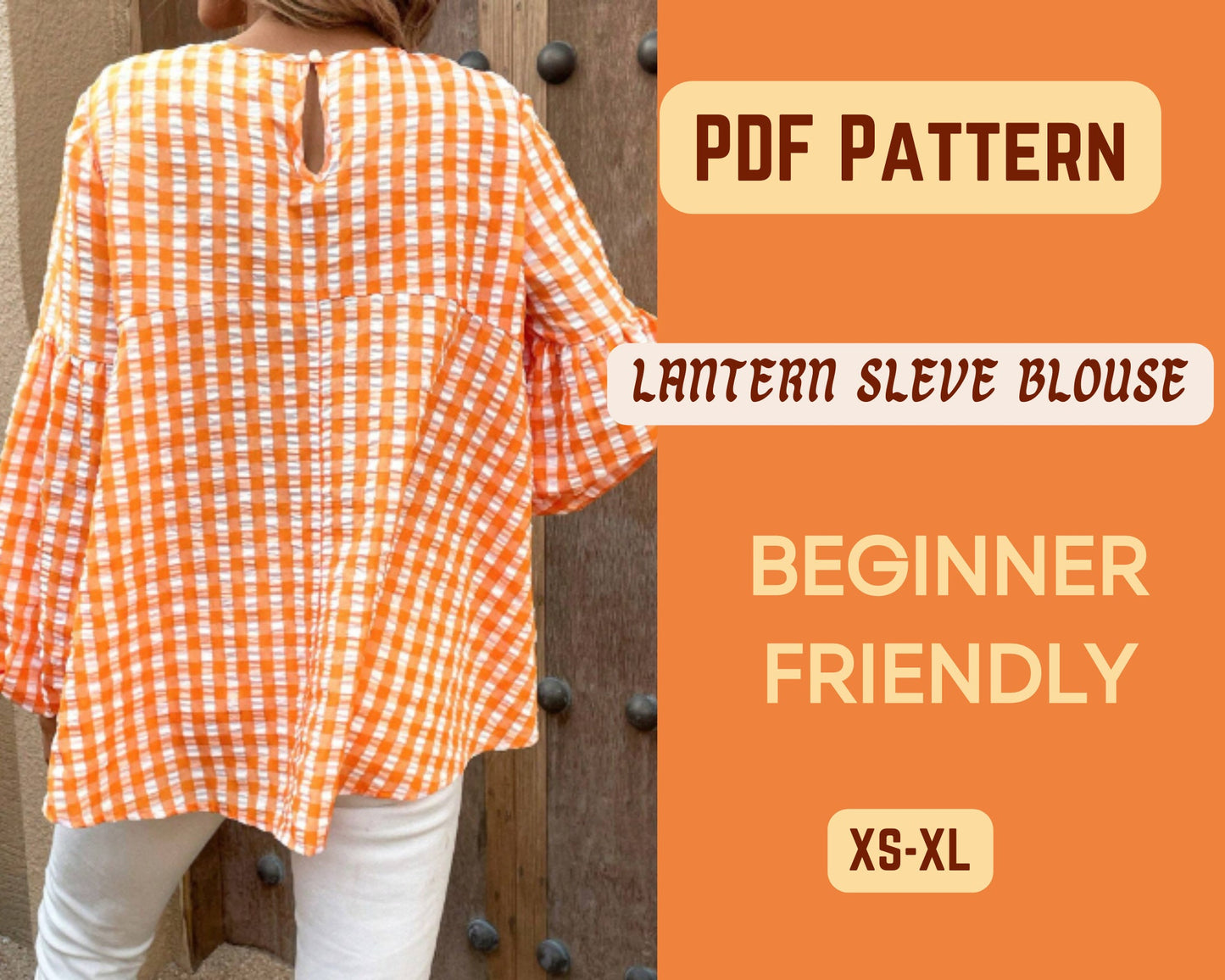 Patrón de costura para blusa holgada con mangas farol peplum, blusa DIY de talla grande XS-XL, blusas para mujer, top casual