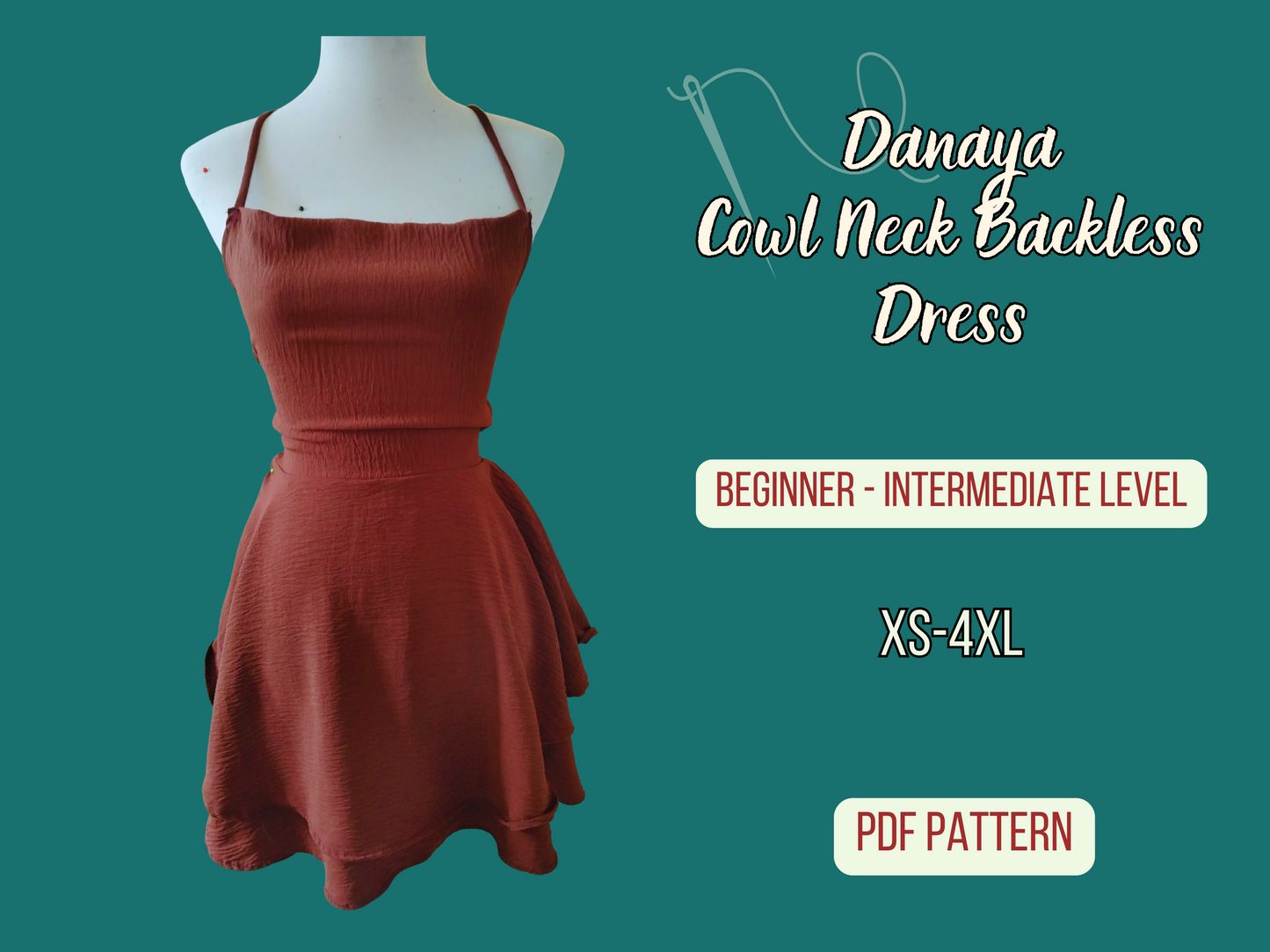 Backless Dress Pattern PDF , Party, Birthday Dress, Sewing Pattern, XS-4XL, Layered Mini Dress