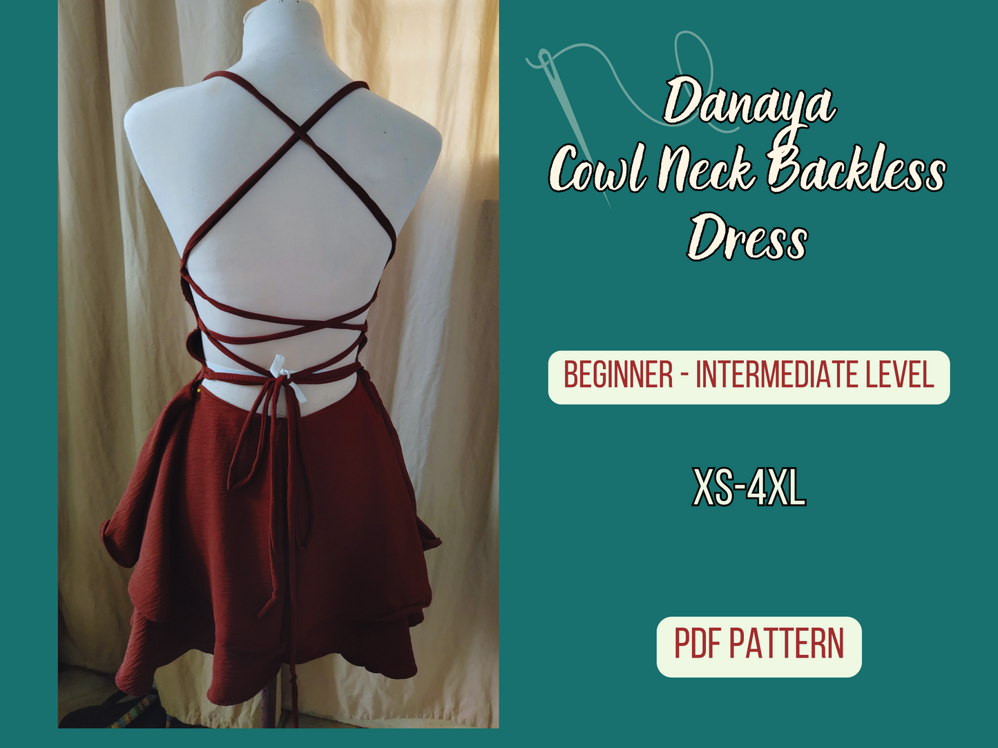 Backless Dress Pattern PDF , Party, Birthday Dress, Sewing Pattern, XS-4XL, Layered Mini Dress