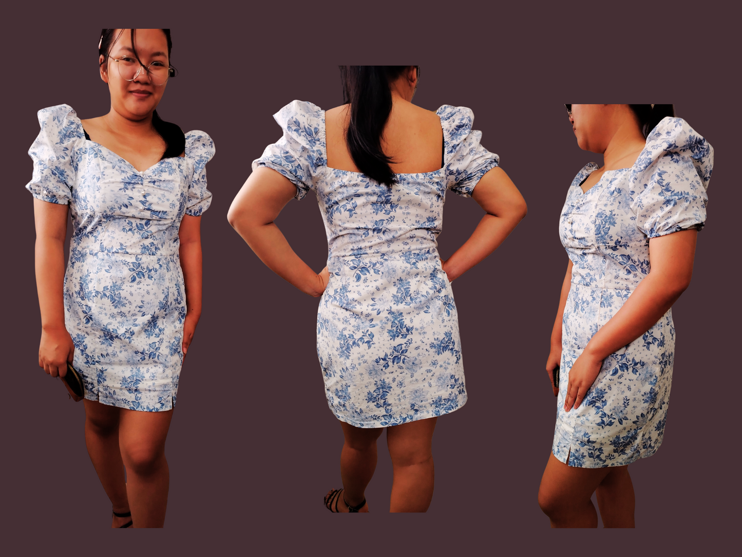 Dress Pattern, Sweetheart neck ,PDF Pattern, XS-4XL,Puff Sleeve,Pencil skirt, Woman Dress, Lady Template clothes, mini dress