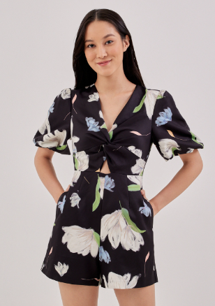 Twist Front Playsuit Sewing Pattern Plus Jumpsuit Puff sleeve V-neck PDF Pattern XS-XXXL  diy sexy romper