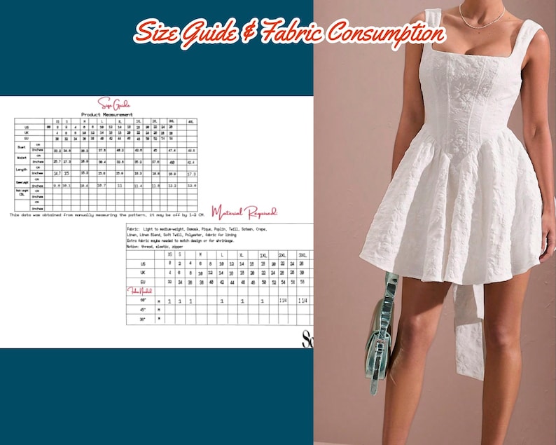 Dress backless Pattern, Bow back High Waist Party Pdf Pattern Women Holiday Dress V shape Corset Dress 2 design, XS-4XL, Prom Birthday Dress