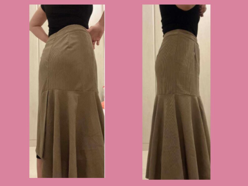 Patrón de falda con volantes, patrón PDF de falda asimétrica, tallas XS-4XL, descargable, patrón digital para mujer.