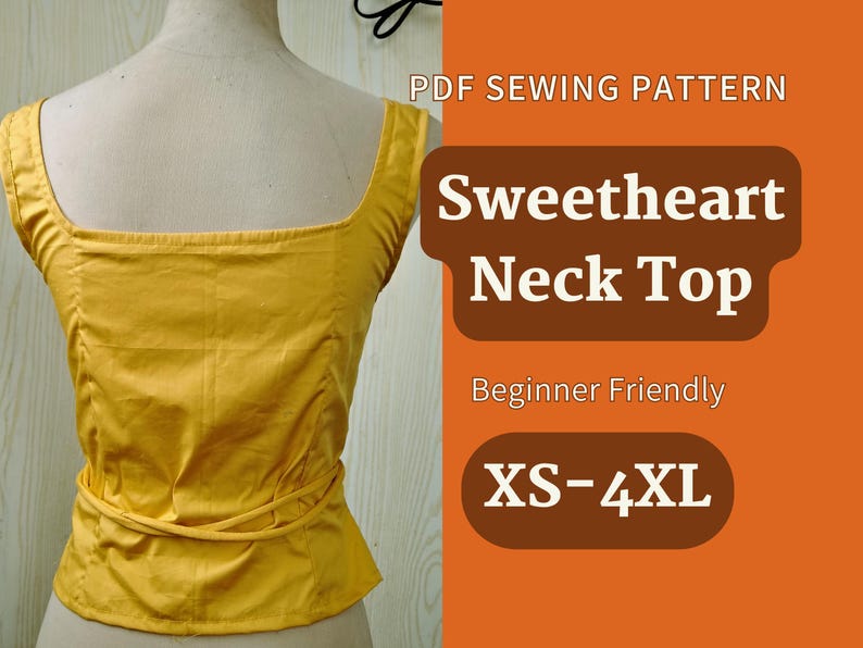 Patrón de blusa con lazo delantero, camiseta sin mangas, con cordones, fácil de coser para mujer, descarga digital XS-4XL, atuendo de verano, patrón de costura para mujer