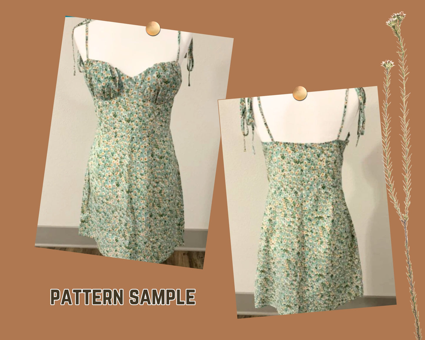 Patrón de vestido de mujer, vestido sin mangas, tirante de lazo, bustier digital, descarga PDF XS-XL, minivestido, atuendo de verano,