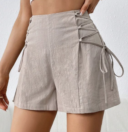 Patrón de costura digital para pantalones cortos de cintura alta con cremallera en la espalda, tallas XS-XL