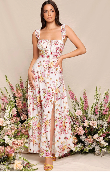 Backless Dress Sewing Pattern, Maxi, Tie back, Crisscross, XS-4XL Woman Floral Party, Vacation Dress PDF Pattern, Ruffle Sleeve