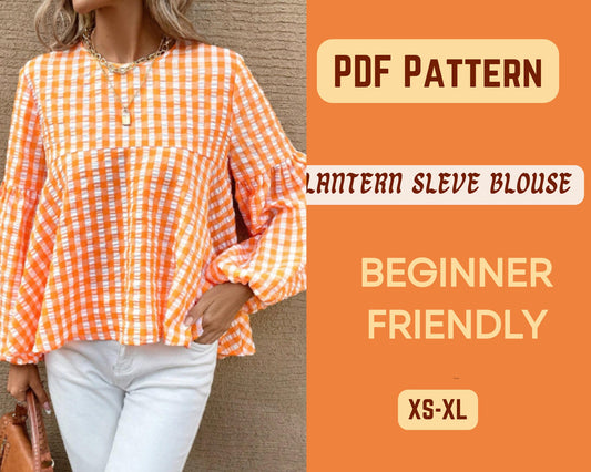 Schnittmuster für lockere Bluse mit Laternenärmeln und Schößchen, DIY-Bluse Oversized XS-XL, Blusen für Damen, Top Casual
